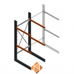 Zware draagarmstelling enkelzijdig 3000x1200x1200 2 niveaus d345 beginsectie