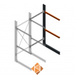 Zware draagarmstelling enkelzijdig 3000x1200x1200 2 niveaus d650 aanbouwsectie