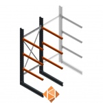 Zware draagarmstelling enkelzijdig 3000x1200x1200 3 niveaus d345 beginsectie Zware draagarmstelling enkelzijdig 3000x1200x1200 3 niveaus d345 beginsectie