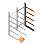 Zware draagarmstelling enkelzijdig 3000x1200x1200 4 niveaus d345 aanbouwsectie Zware draagarmstelling enkelzijdig 3000x1200x1200 4 niveaus d345 aanbouwsectie