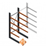 Zware draagarmstelling enkelzijdig 3000x1200x1200 4 niveaus d650 beginsectie Zware draagarmstelling enkelzijdig 3000x1200x1200 4 niveaus d650 beginsectie