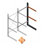 Zware draagarmstelling enkelzijdig 3000x1500x1200 2 niveaus aanbouwsectie