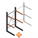 Zware draagarmstelling enkelzijdig 3000x1500x1200 2 niveaus beginsectie
