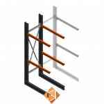 Zware draagarmstelling enkelzijdig 3000x800x1200 2 niveaus beginsectie