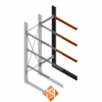 Zware draagarmstelling enkelzijdig 3000x800x1200 3 niveaus aanbouwsectie
