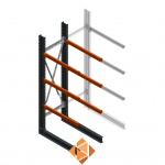 Zware draagarmstelling enkelzijdig 3000x800x1200 3 niveaus beginsectie