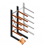 Zware draagarmstelling enkelzijdig 3000x800x1200 4 niveaus beginsectie