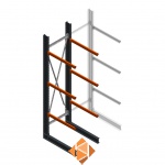 Zware draagarmstelling enkelzijdig 4000x1000x1200 3 niveaus beginsectie