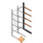 Zware draagarmstelling enkelzijdig 4000x1000x1200 4 niveaus aanbouwsectie