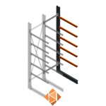 Zware draagarmstelling enkelzijdig 4000x1000x1200 5 niveaus aanbouwsectie