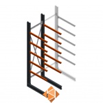Zware draagarmstelling enkelzijdig 4000x1000x1200 5 niveaus beginsectie