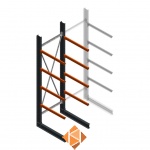 Zware draagarmstelling enkelzijdig 4000x1200x1200 4 niveaus d345 beginsectie