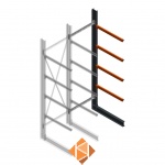 Zware draagarmstelling enkelzijdig 4000x1200x1200 4 niveaus d650 aanbouwsectie