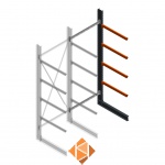 Zware draagarmstelling enkelzijdig 4000x1500x1200 4 niveaus aanbouwsectie