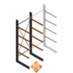 Zware draagarmstelling enkelzijdig 4000x1500x1200 4 niveaus beginsectie