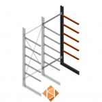 Zware draagarmstelling enkelzijdig 4000x1500x1200 5 niveaus aanbouwsectie