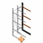 Zware draagarmstelling enkelzijdig 4000x800x1200 3 niveaus aanbouwsectie