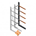 Zware draagarmstelling enkelzijdig 4000x800x1200 4 niveaus aanbouwsectie