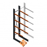 Zware draagarmstelling enkelzijdig 4000x800x1200 4 niveaus beginsectie