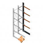 Zware draagarmstelling enkelzijdig 5000x1000x1200 4 niveaus aanbouwsectie