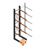 Zware draagarmstelling enkelzijdig 5000x1000x1200 4 niveaus beginsectie