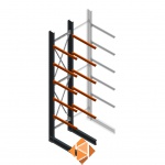 Zware draagarmstelling enkelzijdig 5000x1000x1200 5 niveaus beginsectie