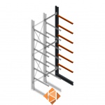 Zware draagarmstelling enkelzijdig 5000x1000x1200 6 niveaus aanbouwsectie