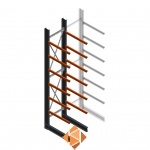 Zware draagarmstelling enkelzijdig 5000x1000x1200 6 niveaus beginsectie