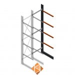 Zware draagarmstelling enkelzijdig 5000x1200x1200 4 niveaus d345 aanbouwsectie