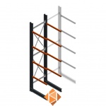 Zware draagarmstelling enkelzijdig 5000x1200x1200 4 niveaus d345 beginsectie