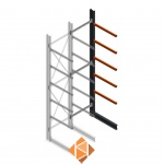 Zware draagarmstelling enkelzijdig 5000x1200x1200 5 niveaus d345 aanbouwsectie