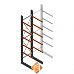 Zware draagarmstelling enkelzijdig 5000x1200x1200 5 niveaus d650 beginsectie Zware draagarmstelling enkelzijdig 5000x1200x1200 5 niveaus d650 beginsectie