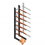 Zware draagarmstelling enkelzijdig 5000x1200x1200 6 niveaus d345 beginsectie Zware draagarmstelling enkelzijdig 5000x1200x1200 6 niveaus d345 beginsectie