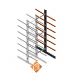 Zware draagarmstelling enkelzijdig 5000x1200x1200 6 niveaus d650 aanbouwsectie