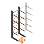 Zware draagarmstelling enkelzijdig 5000x1500x1200 4 niveaus beginsectie