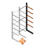 Zware draagarmstelling enkelzijdig 5000x1500x1200 5 niveaus aanbouwsectie
