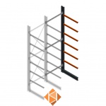 Zware draagarmstelling enkelzijdig 5000x1500x1200 6 niveaus aanbouwsectie