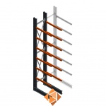Zware draagarmstelling enkelzijdig 5000x800x1200 6 niveaus beginsectie