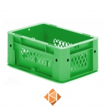 Zware transportkrat Euronorm plastic bak, krat VTK1 300x200x120 groen