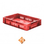 Zware transportkrat Euronorm plastic bak, krat VTK1 600x400x120 rood