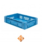 Zware transportkrat Euronorm plastic bak, krat VTK1 600x400x145 blauw