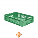 Zware transportkrat Euronorm plastic bak, krat VTK1 600x400x145 groen