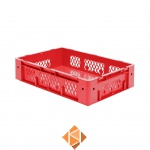 Zware transportkrat Euronorm plastic bak, krat VTK1 600x400x145 rood