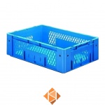 Zware transportkrat Euronorm plastic bak, krat VTK1 600x400x175 blauw