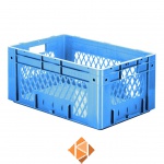 Zware transportkrat Euronorm plastic bak, krat VTK1 600x400x270 blauw