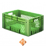 Zware transportkrat Euronorm plastic bak, krat VTK1 600x400x270 groen