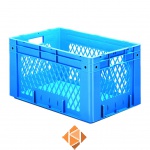 Zware transportkrat Euronorm plastic bak, krat VTK1 600x400x320 blauw