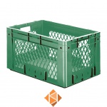 Zware transportkrat Euronorm plastic bak, krat VTK1 600x400x320 groen