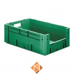 Zware transportkrat Euronorm plastic bak, krat VTK4 600x400x210 groen