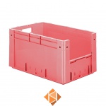 Zware transportkrat Euronorm plastic bak, krat VTK4 600x400x320 rood